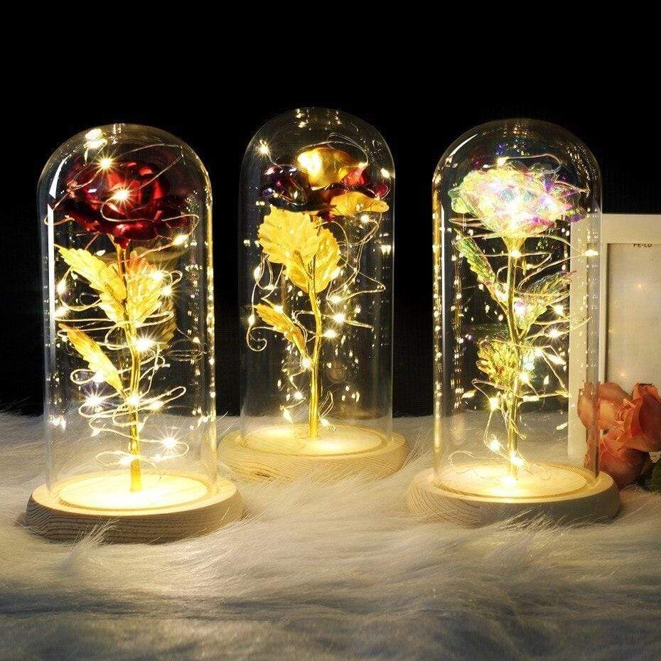 Tech Gimmicks Lighting Enchanted Beauty And Beast Rose In Glass LED
