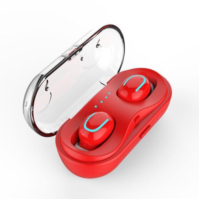Tech Gimmicks Earphones Q13S TWS-Red Mini Twin Bluetooth 5.0 Wireless In-Ear Earphones Earbuds with Mic for Smartphones