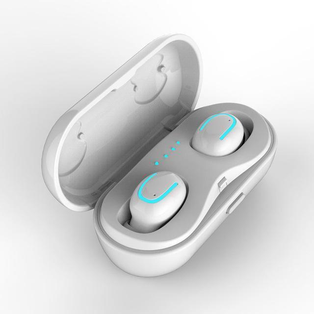 Tech Gimmicks Earphones Q13S TWS-White Mini Twin Bluetooth 5.0 Wireless In-Ear Earphones Earbuds with Mic for Smartphones