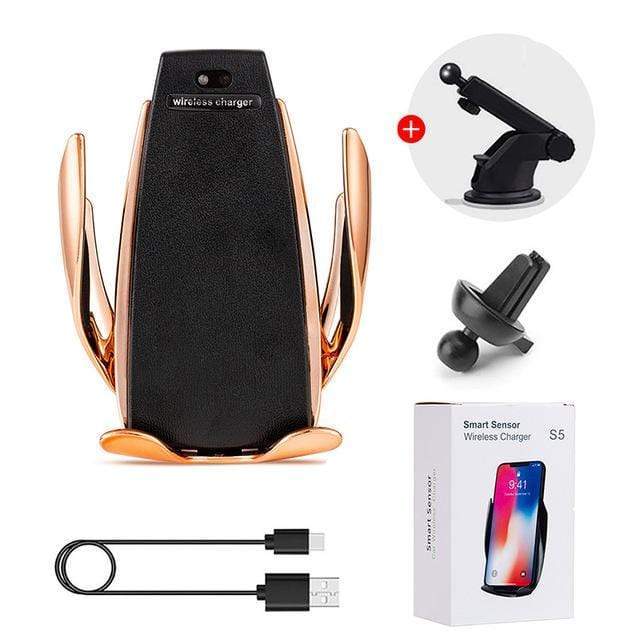 Tech Gimmicks Mobile Accessories Gold-B Automatic Clamping Car Phone Holder Wireless Charging Car charger Holder Mount Air Vent