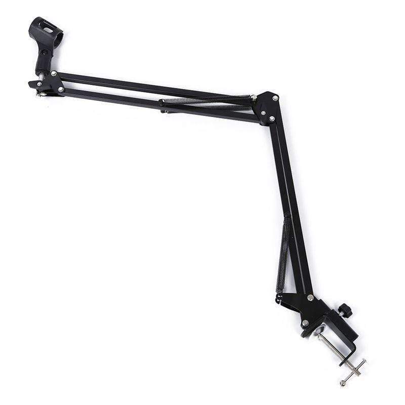 Tech Gimmicks Computer Accessories Extendable Scissor Arm Recording Microphone Holder with Microphone Clip Table Mounting Clamp