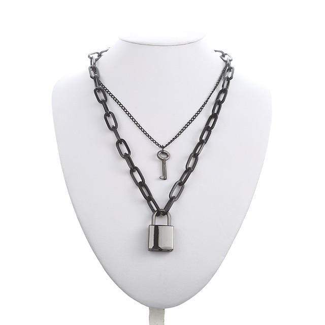 Tech Gimmicks Jewellery black 2 Padlock Chain Necklace - Silver & Gold