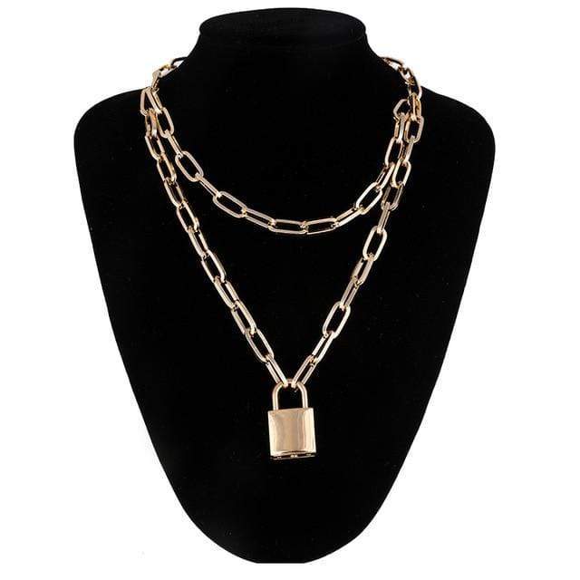 Tech Gimmicks Jewellery gold 2 Padlock Chain Necklace - Silver & Gold