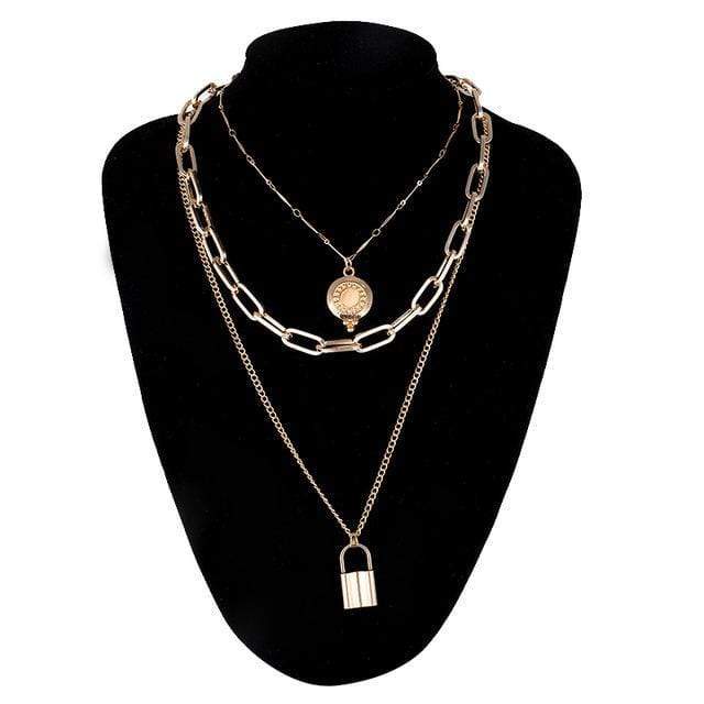 Tech Gimmicks Jewellery gold 4 Padlock Chain Necklace - Silver & Gold