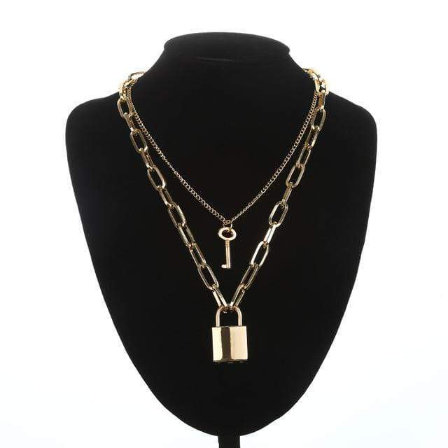 Tech Gimmicks Jewellery gold 5 Padlock Chain Necklace - Silver & Gold