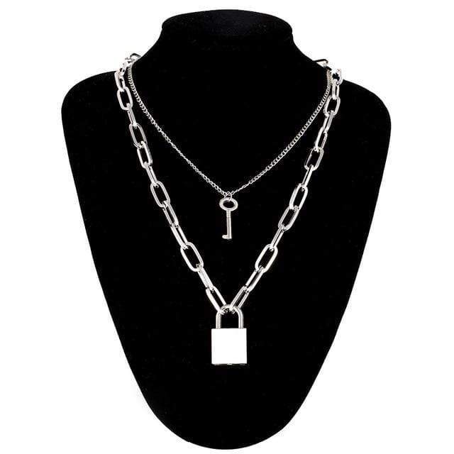 Tech Gimmicks Jewellery silver 10 Padlock Chain Necklace - Silver & Gold