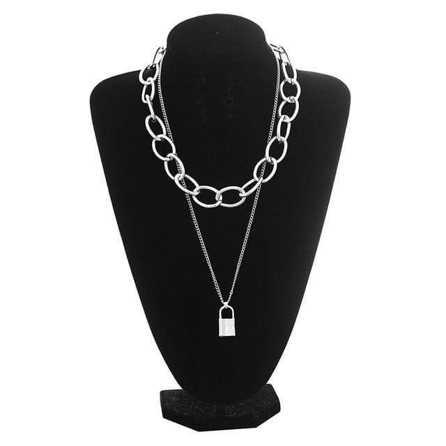 Tech Gimmicks Jewellery silver 4 Padlock Chain Necklace - Silver & Gold