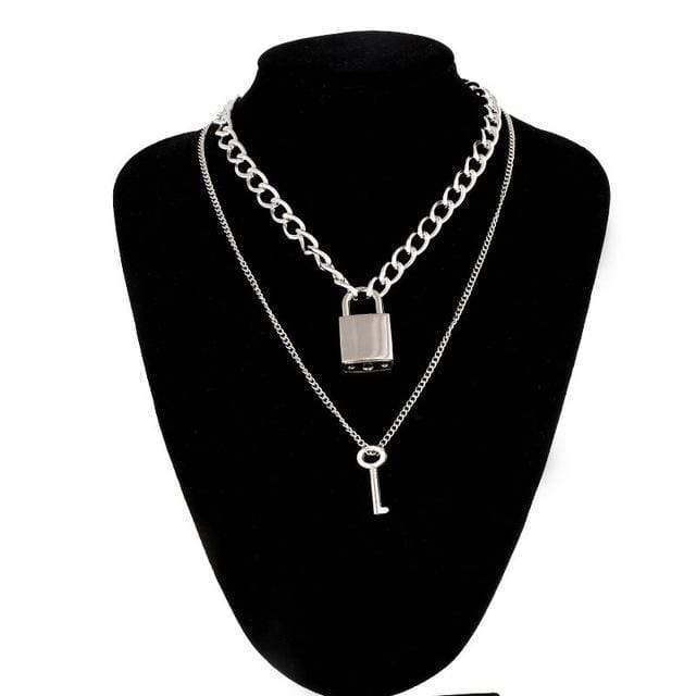 Tech Gimmicks Jewellery silver 5 Padlock Chain Necklace - Silver & Gold
