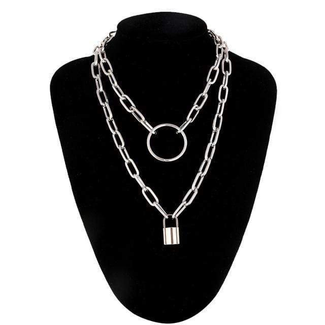 Tech Gimmicks Jewellery silver 9 Padlock Chain Necklace - Silver & Gold