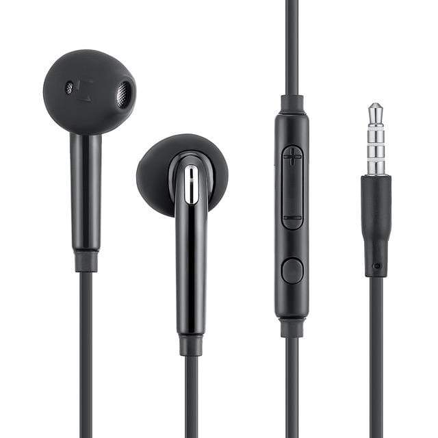 Tech Gimmicks Earphones Black 3.5mm Stereo Earphones Wired In-Ear Headset with Microphone