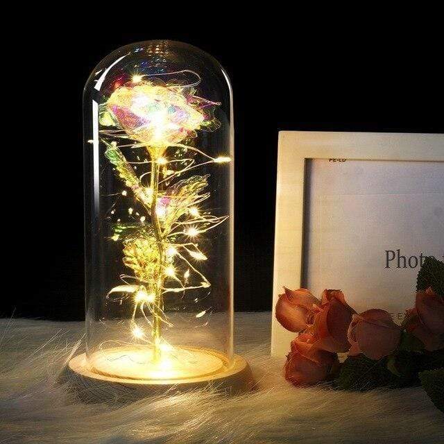 Tech Gimmicks Lighting Bright colour Enchanted Beauty And Beast Rose In Glass LED