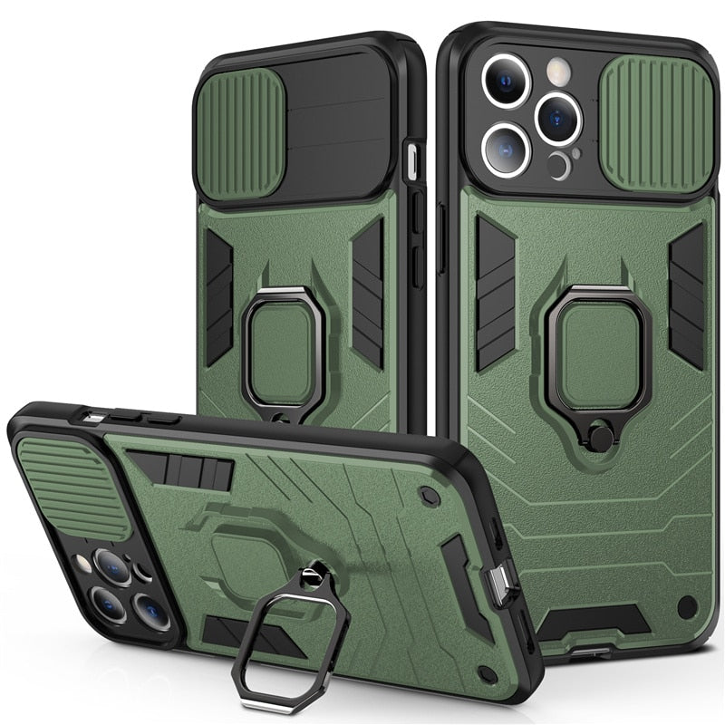 Armour Shockproof Phone Case For iPhones Magnetic Ring Holder Back Cover