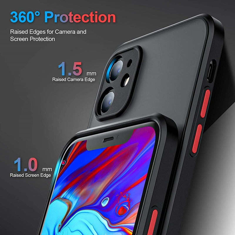 Shockproof Armour Matte Case For iPhone 14 13 12 11 Pro Max XR XS X 7 8 Plus SE
