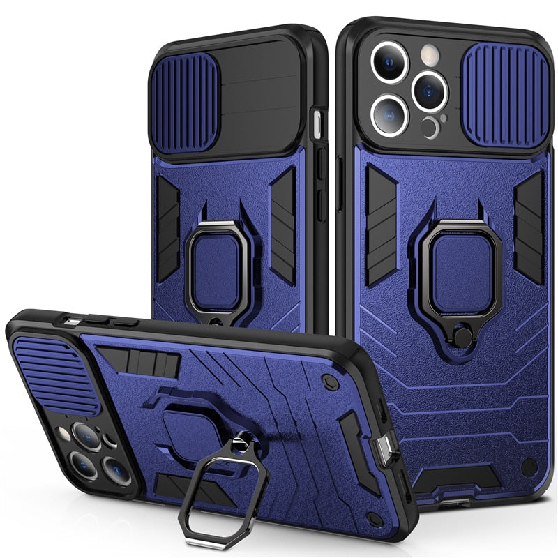 Armour Shockproof Phone Case For iPhones Magnetic Ring Holder Back Cover
